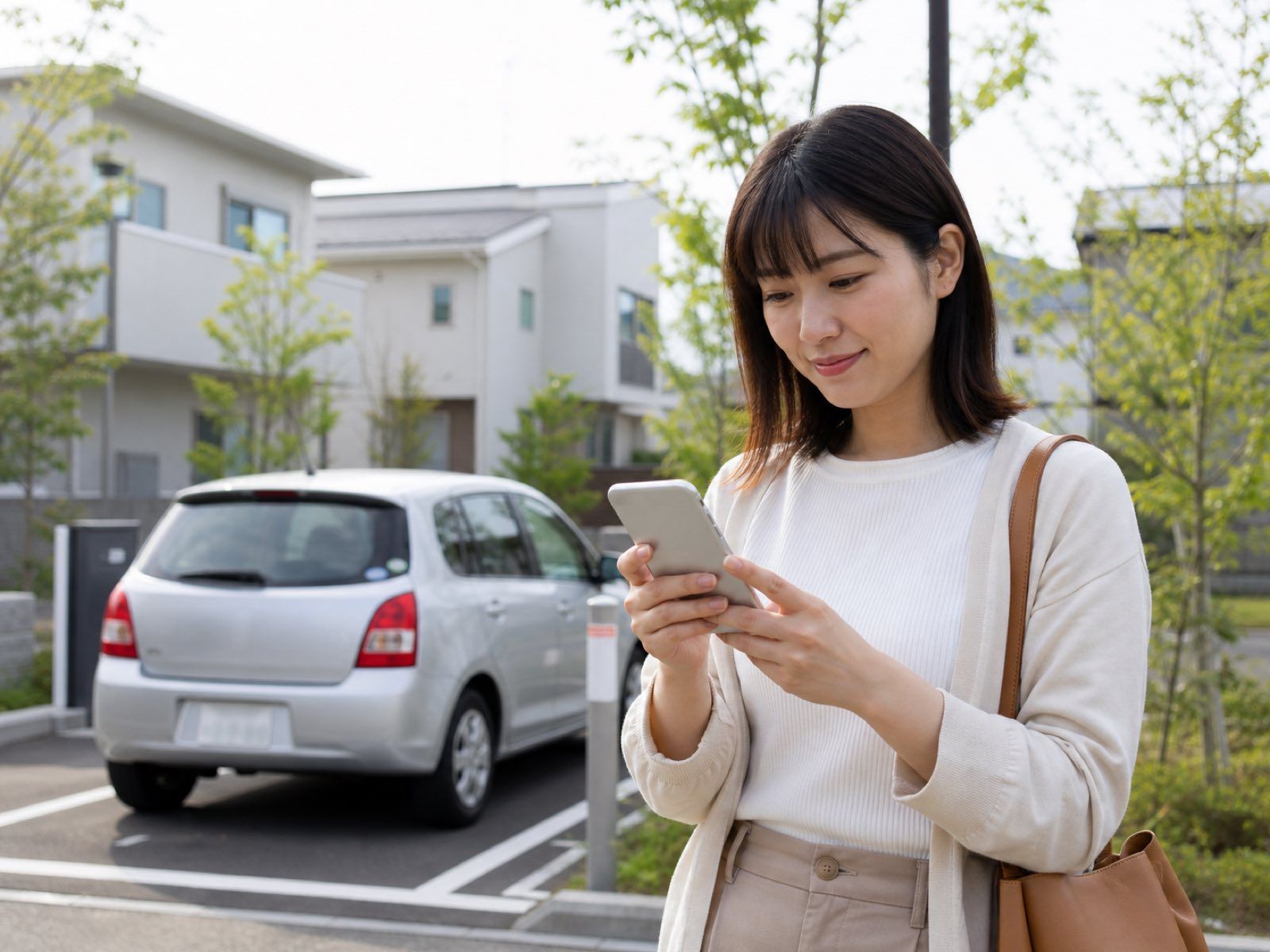 自宅でスマートフォンから予約する様子