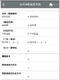 会員情報変更申請の確認画面